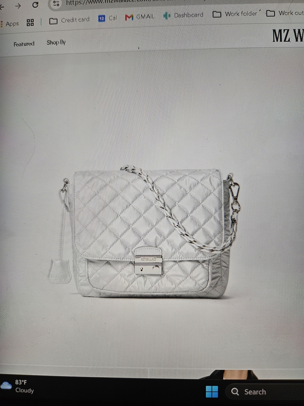 MZ WALLACE- Medium Quilted Chain-Strap Crossbody Bag - Grey